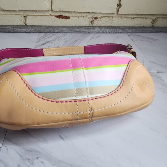 Like New Coach Hampton Multi-Colored Striped Handbag - Picture 7 of 13